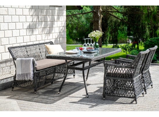 "Катания" обеденная группа плетеная на 4 персоны, цвет графит в Набережных Челнах