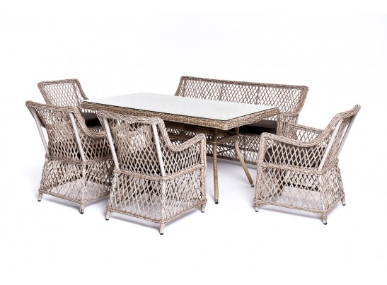 "Катания" обеденная группа плетеная на 6 персон, цвет бежевый в Набережных Челнах