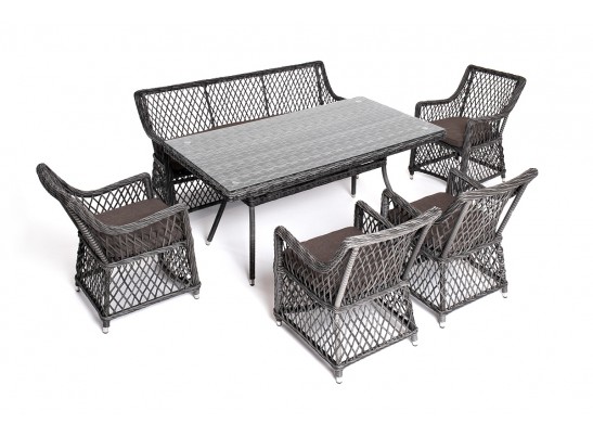 "Катания" обеденная группа плетеная на 6 персон, цвет графит в Набережных Челнах
