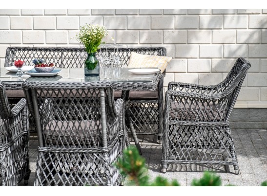 "Катания" обеденная группа плетеная на 6 персон, цвет графит в Набережных Челнах