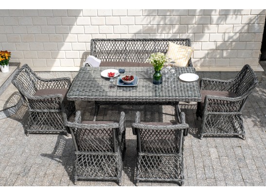 "Катания" обеденная группа плетеная на 6 персон, цвет графит в Набережных Челнах