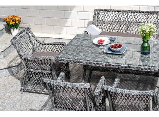 "Катания" обеденная группа плетеная на 6 персон, цвет графит в Набережных Челнах