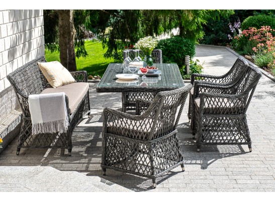 "Катания" обеденная группа плетеная на 6 персон, цвет графит в Набережных Челнах