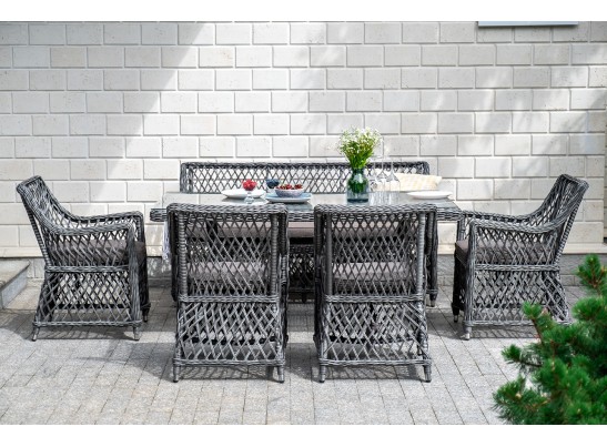 "Катания" обеденная группа плетеная на 6 персон, цвет графит в Набережных Челнах