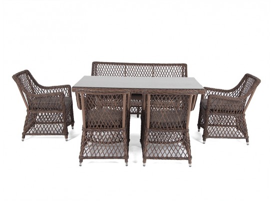 "Катания" обеденная группа плетеная на 6 персон, цвет коричневый в Набережных Челнах