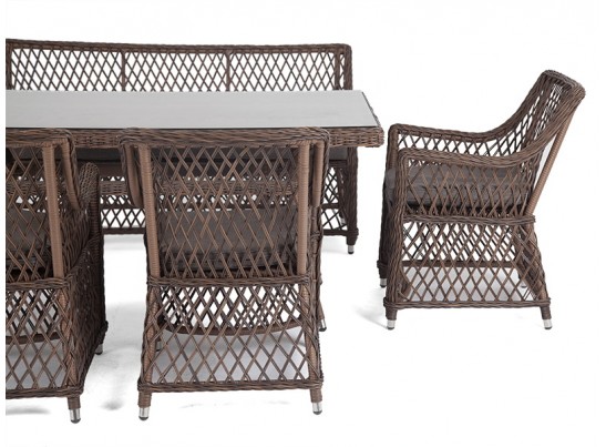 "Катания" обеденная группа плетеная на 6 персон, цвет коричневый в Набережных Челнах