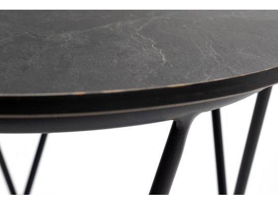 "Колумбия" журнальный стол из HPL круглый Ø40 H55, каркас из алюминия темно-серый (RAL 7024), цвет столешницы "серый гранит" в Набережных Челнах