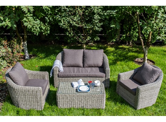 "Кон Панна" диван из искусственного ротанга (гиацинт) двухместный, цвет серый в Набережных Челнах