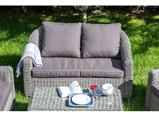 "Кон Панна" диван из искусственного ротанга (гиацинт) двухместный, цвет серый в Набережных Челнах
