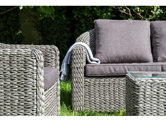 "Кон Панна" диван из искусственного ротанга (гиацинт) двухместный, цвет серый в Набережных Челнах