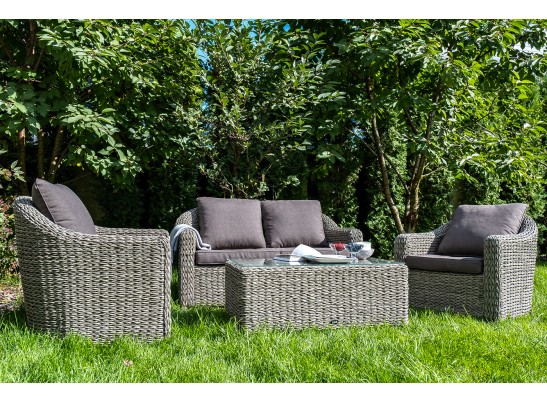 "Кон Панна" диван из искусственного ротанга (гиацинт) двухместный, цвет серый в Набережных Челнах