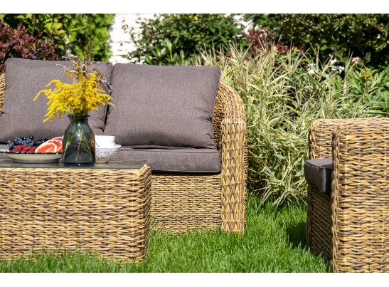 "Кон Панна" диван из искусственного ротанга (гиацинт) двухместный, цвет соломенный в Набережных Челнах