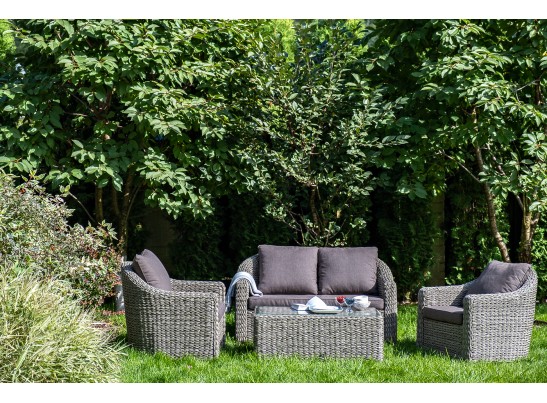 "Кон Панна" лаунж-зона из искусственного ротанга (гиацинт), цвет серый в Набережных Челнах