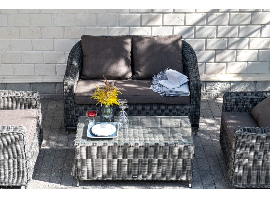 "Кон Панна" диван из искусственного ротанга двухместный, цвет графит в Набережных Челнах
