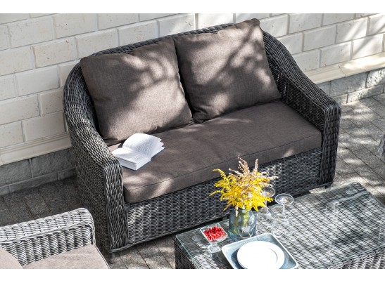 "Кон Панна" диван из искусственного ротанга двухместный, цвет графит в Набережных Челнах
