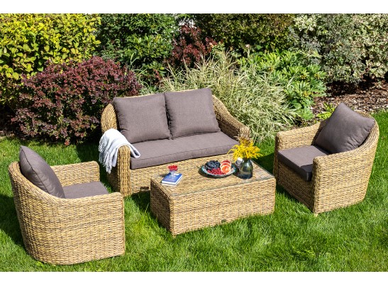 "Кон Панна" лаунж-зона из искусственного ротанга (гиацинт), цвет соломенный в Набережных Челнах