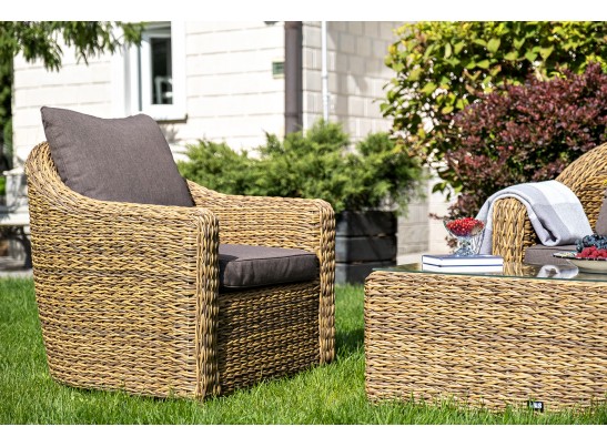 "Кон Панна" лаунж-зона из искусственного ротанга (гиацинт), цвет соломенный в Набережных Челнах