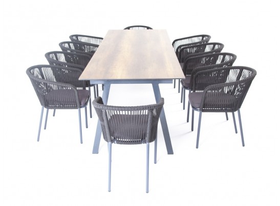 "Куба" обеденная группа на 10 персон, стол HPL "дуб", круглый роуп в Набережных Челнах