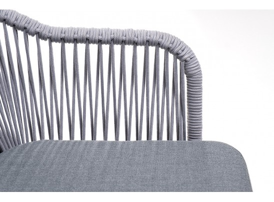 "Лион" стул плетеный из роупа, каркас из стали белый, роуп светло-серый, ткань светло-серая в Набережных Челнах