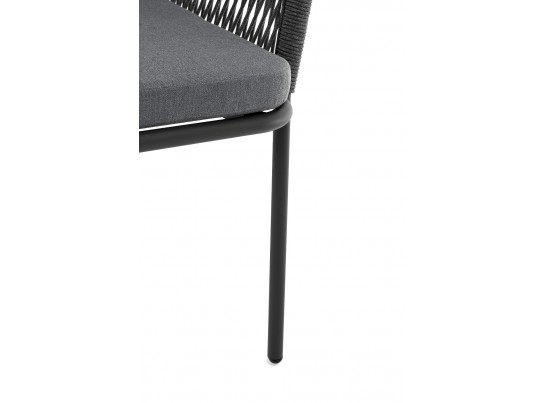 "Лион" стул плетеный из роупа, каркас из стали темно-серый (RAL7024) шагрень, роуп темно-серый круглый, ткань серая в Набережных Челнах