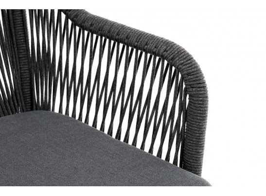 "Лион" стул плетеный из роупа, каркас из стали темно-серый (RAL7024) шагрень, роуп темно-серый круглый, ткань серая в Набережных Челнах