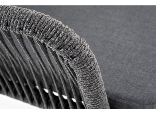 "Лион" стул плетеный из роупа, каркас из стали темно-серый (RAL7024) шагрень, роуп темно-серый круглый, ткань серая в Набережных Челнах