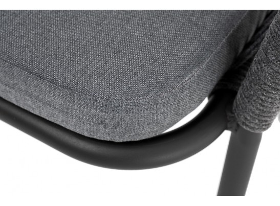 "Лион" стул плетеный из роупа, каркас из стали темно-серый (RAL7024) шагрень, роуп темно-серый круглый, ткань серая в Набережных Челнах