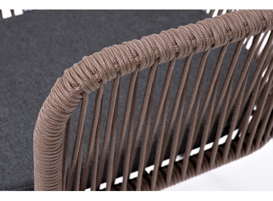"Лион" стул плетеный из роупа, каркас из стали коричневый (RAL8016) муар, роуп коричневый круглый, ткань бежевая в Набережных Челнах