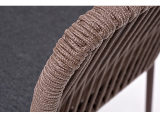 "Лион" стул плетеный из роупа, каркас из стали коричневый (RAL8016) муар, роуп коричневый круглый, ткань бежевая в Набережных Челнах