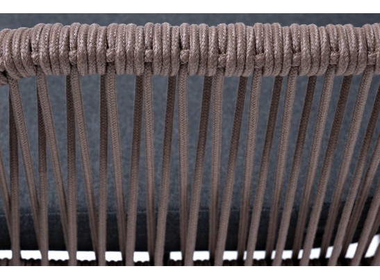 "Лион" стул плетеный из роупа, каркас из стали коричневый (RAL8016) муар, роуп коричневый круглый, ткань бежевая в Набережных Челнах