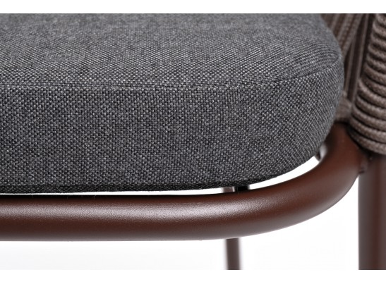 "Лион" стул плетеный из роупа, каркас из стали коричневый (RAL8016) муар, роуп коричневый круглый, ткань бежевая в Набережных Челнах