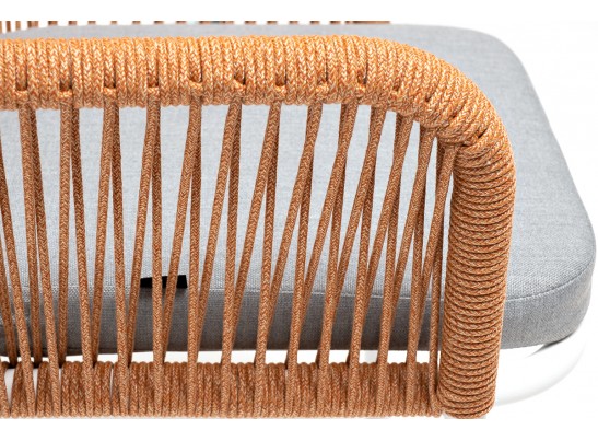 "Лион" стул плетеный из роупа, каркас из стали светло-серый (RAL7035) муар, роуп оранжевый меланж круглый, ткань светло-серая в Набережных Челнах