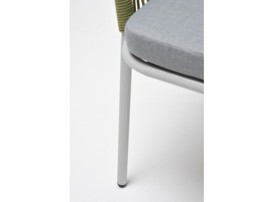 "Лион" стул плетеный из роупа, каркас из стали светло-серый (RAL7035) муар, роуп салатовый меланж круглый, ткань светло-серая в Набережных Челнах