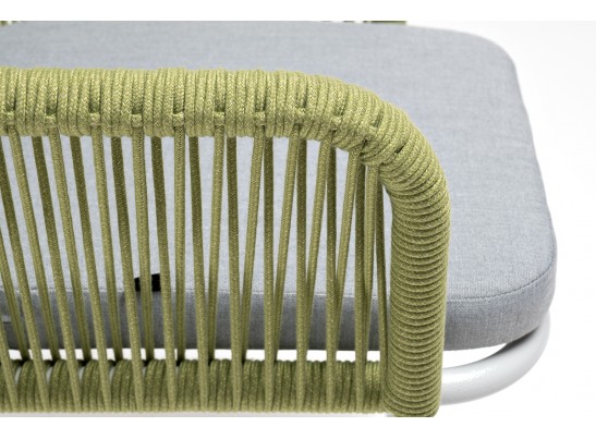 "Лион" стул плетеный из роупа, каркас из стали светло-серый (RAL7035) муар, роуп салатовый меланж круглый, ткань светло-серая в Набережных Челнах