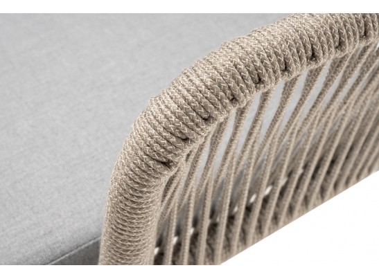 "Лион" стул плетеный из роупа, каркас из стали светло-серый (RAL7035) муар, роуп серый меланж круглый, ткань светло-серая в Набережных Челнах