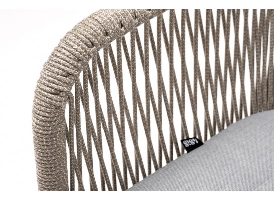 "Лион" стул плетеный из роупа, каркас из стали светло-серый (RAL7035) муар, роуп серый меланж круглый, ткань светло-серая в Набережных Челнах