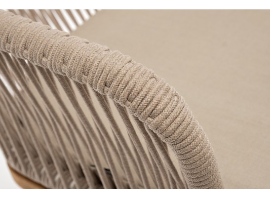 "Лион" стул плетеный из роупа, основание дуб, роуп бежевый круглый, ткань бежевая в Набережных Челнах