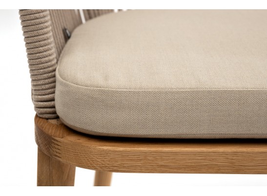 "Лион" стул плетеный из роупа, основание дуб, роуп бежевый круглый, ткань бежевая в Набережных Челнах