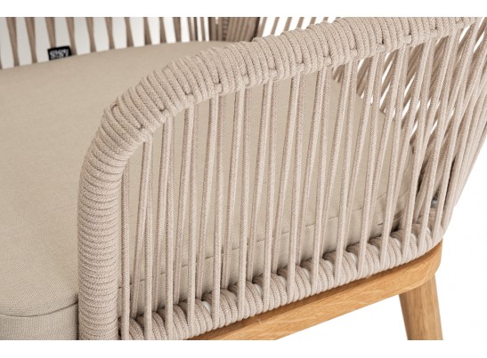 "Лион" стул плетеный из роупа, основание дуб, роуп бежевый круглый, ткань бежевая в Набережных Челнах
