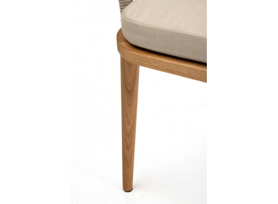 "Лион" стул плетеный из роупа, основание дуб, роуп бежевый круглый, ткань бежевая в Набережных Челнах