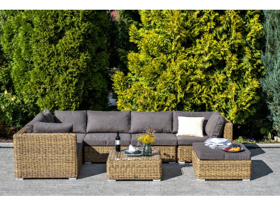 "Лунго" модуль диванный прямой с подушками, цвет соломенный (гиацинт) в Набережных Челнах