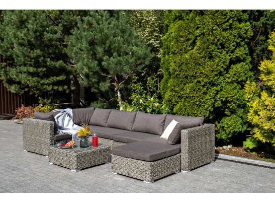 "Лунго" плетеная оттоманка с подушкой (гиацинт), цвет серый в Набережных Челнах