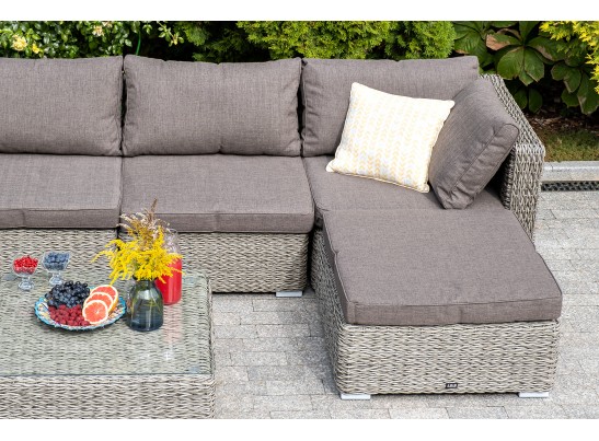 "Лунго" плетеная оттоманка с подушкой (гиацинт), цвет серый в Набережных Челнах