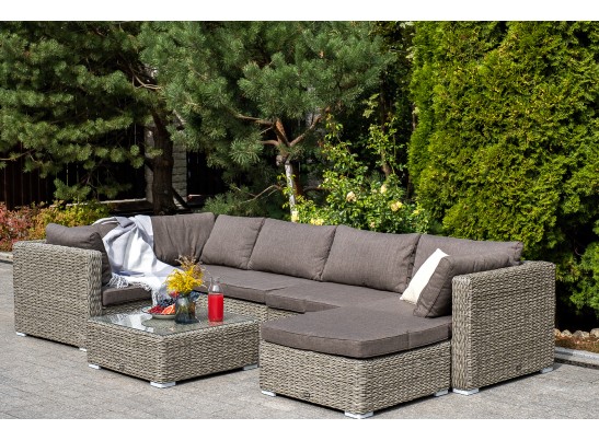 "Лунго" плетеная оттоманка с подушкой (гиацинт), цвет серый в Набережных Челнах