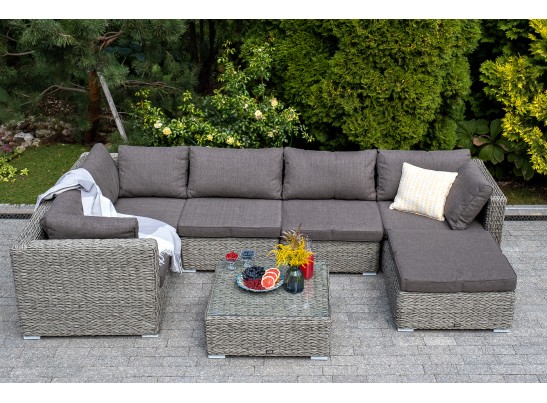 "Лунго" трансформирующаяся лаунж-зона из искусственного ротанга (гиацинт), цвет серый в Набережных Челнах