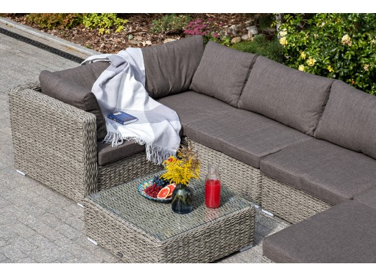 "Лунго" трансформирующаяся лаунж-зона из искусственного ротанга (гиацинт), цвет серый в Набережных Челнах