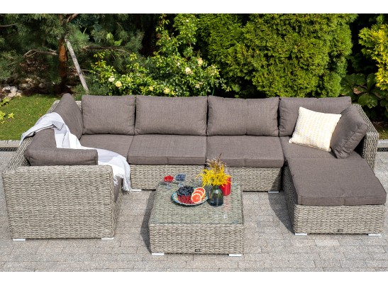 "Лунго" трансформирующийся диван из искусственного ротанга (гиацинт), цвет серый в Набережных Челнах