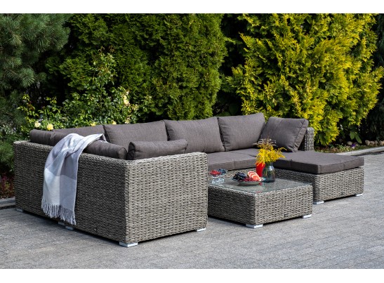 "Лунго" трансформирующийся диван из искусственного ротанга (гиацинт), цвет серый в Набережных Челнах