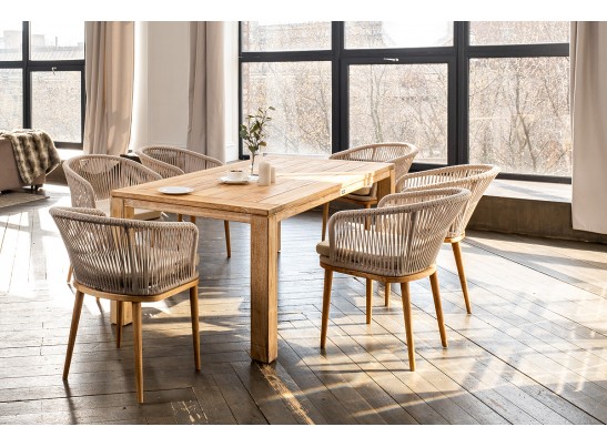 "Мадейра" обеденная группа на 6 персон, стулья "Марсель", роуп бежевый в Набережных Челнах