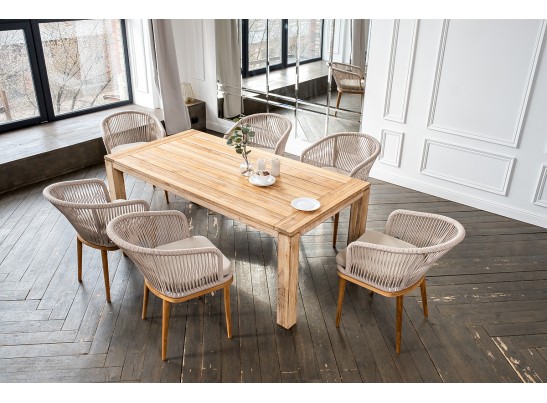 "Мадейра" обеденная группа на 6 персон, стулья "Марсель", роуп бежевый в Набережных Челнах